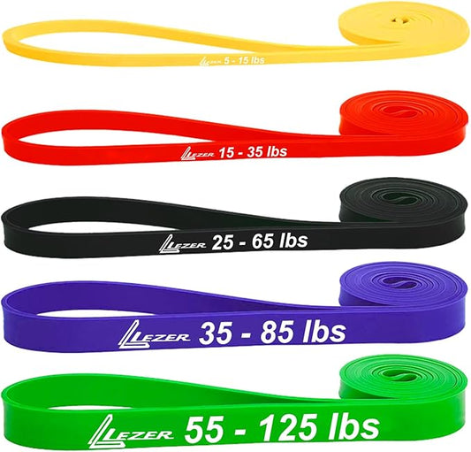 LEZER Resistance Bands - Pull Up Bands for Home Gym Fitness, Stretching, Physical Therapy & Training - Includes Instruction