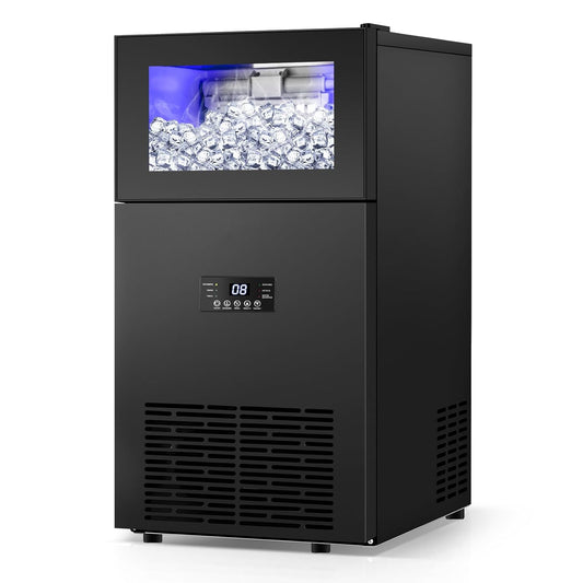 Commercail Ice Maker 160Lbs/24H with 35Lbs Ice Capacity,Upgraded 15" Wide Under Counter Ice Machine 63Pcs Ice Cubes, Commercial Ice Machine Self Clean Stainless Steel Built-in or Freestanding