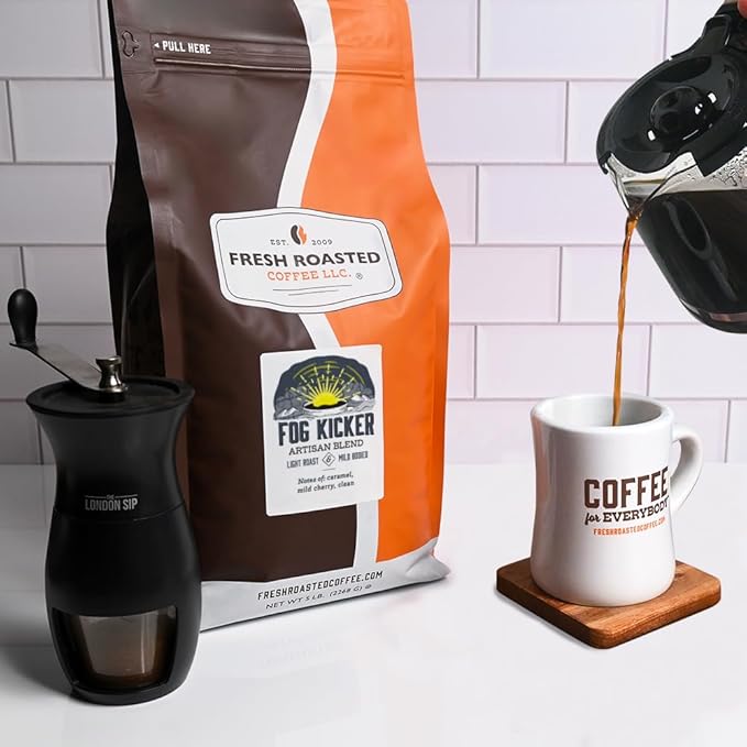 Fresh Roasted Coffee, Fog Kicker, 5 lb (80 oz), Light Roast, Kosher, Whole Bean