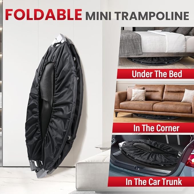 Trampoline, Portable Fitnes Foldable Trampoline in-Home Mini Rebounder, Exercise Trampoline for Kid/Adults, 40" Max Load 330lbs