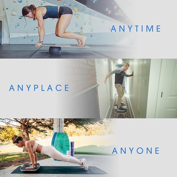 The Skill Board - Wooden Balance Board for Adults - Wobble Board for All Sports, Gym, Standing Desk, or Yard Games - Balance Trainer, Fitness Ball, Ball Pump, Grip Tape