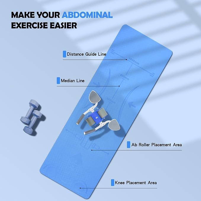 Exercise Equipment Mat for Ab Roller Wheel, Non Slip Abdominal Knee Mat, 6mm Thick Home Gym Floor Pad for Yoga, Pilates, Skipping, 72"L X 24"W X 0.24"Th, TPE