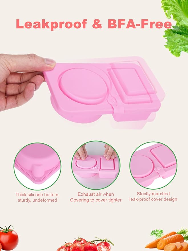 portion control containers, 3 pcs Double Set reusable food Containers. Silicone Weight loss meal box Meal Prep & On-the-Go [work, gym]