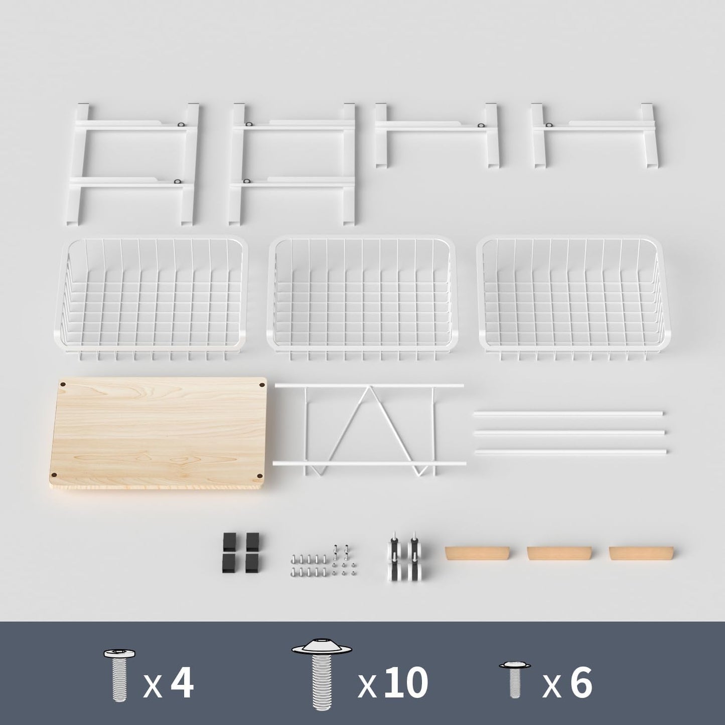 4-Layer Fruit Basket Kitchen Food Storage Organizer and Storage Rack, Stackable Storage cart with Desktop, Pull-Out Hollow Metal Storage Basket, liding Out Storage,White