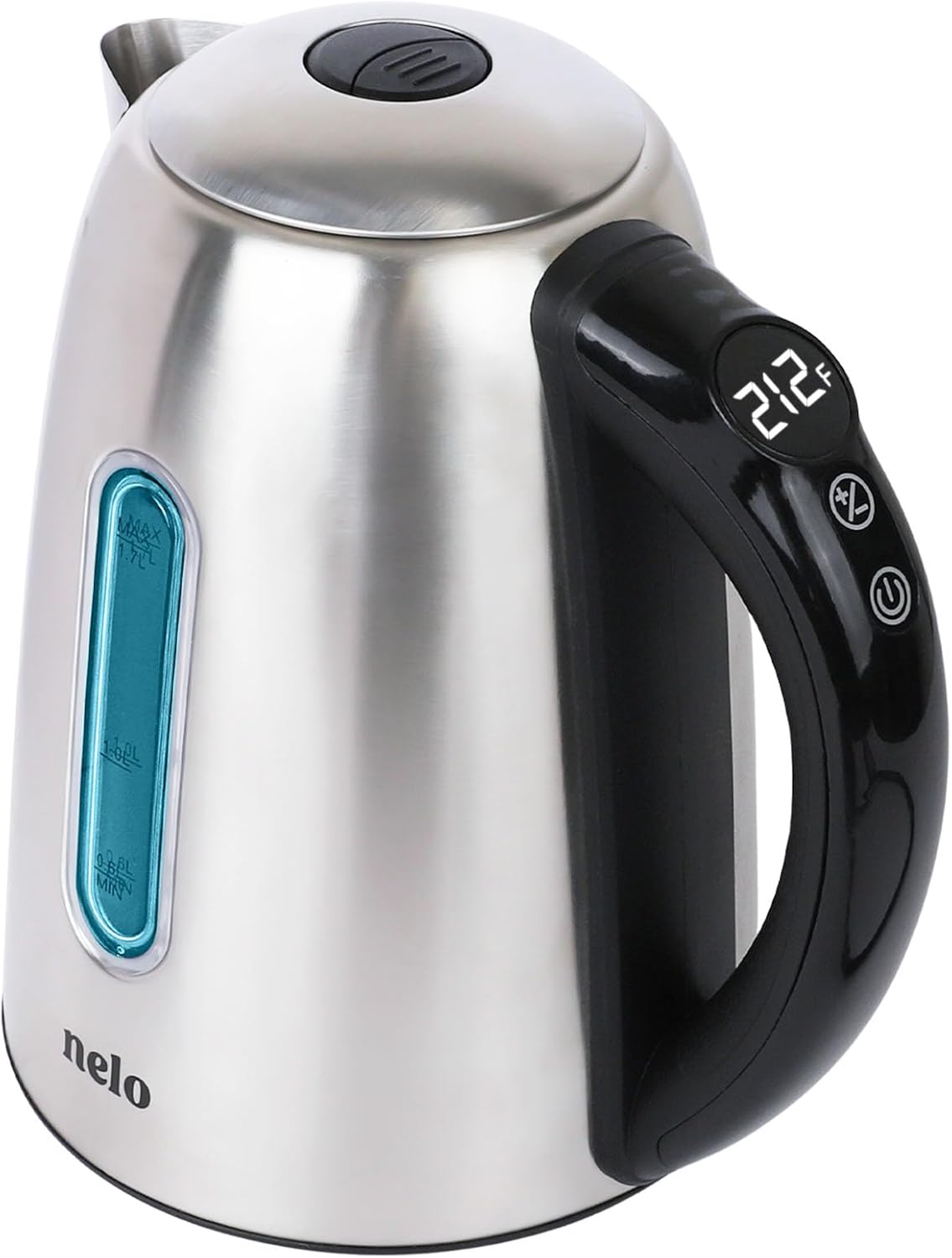 NELO Electric Kettle with 7 Temperature Control Presets, Digital Temperature Display, Multi-Colored LED Indicator Lights, Stainless Steel Tea Kettle & Hot Water Boiler, 360° Base, BPA-Free, 1.7 Liters