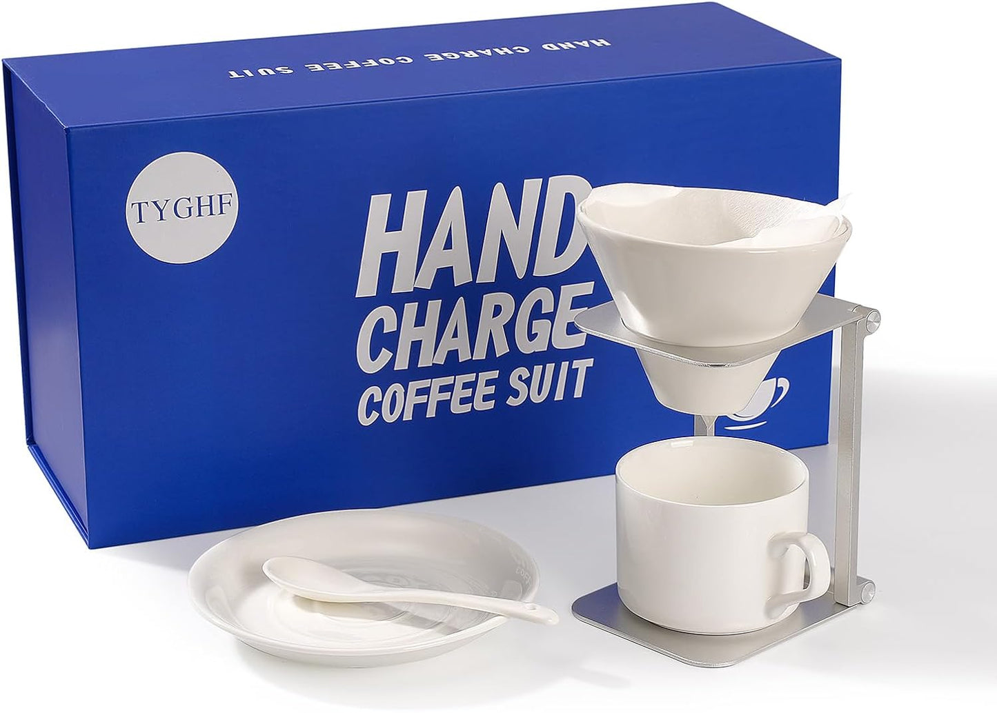 6-Piece Pour Over Coffee Maker Kit & Dripper Set with Foldable Stand, Cup, Spoon & Storage Bag - All-in-One Portable Coffee Brewing Kit for Camping, Home, Office