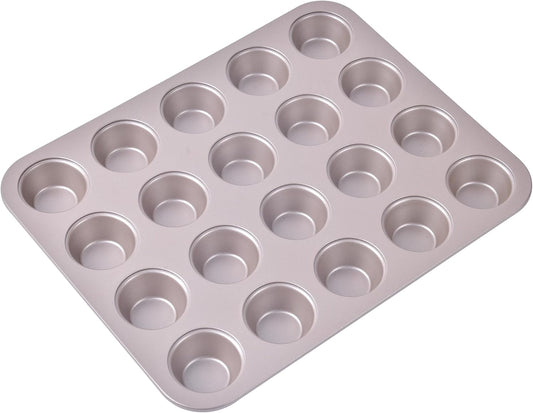 Mini Muffin Pan, 20-Cavity Non-Stick Mini Cupcake Pan Bakeware for Oven Baking (Champagne Gold)