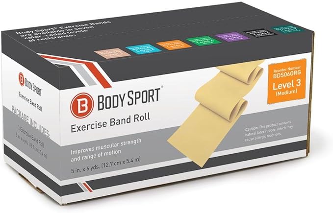 BodySport® Exercise Band, 5 in. x 6 yd. - Professional Resistance Bands for Home Fitness & Gym Exercises - Workout & Rehab Equipment