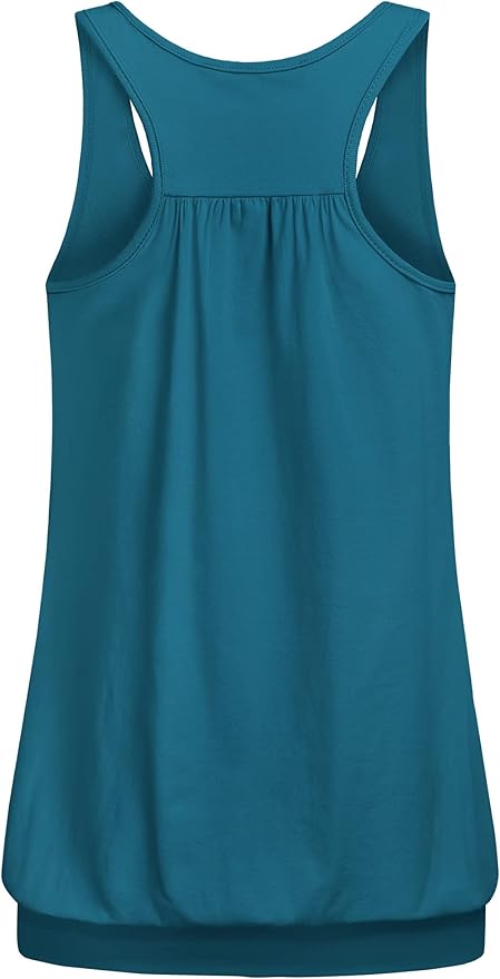 Miusey Womens Sleeveless Round Neck Loose Fit Racerback Yoga Tank Top