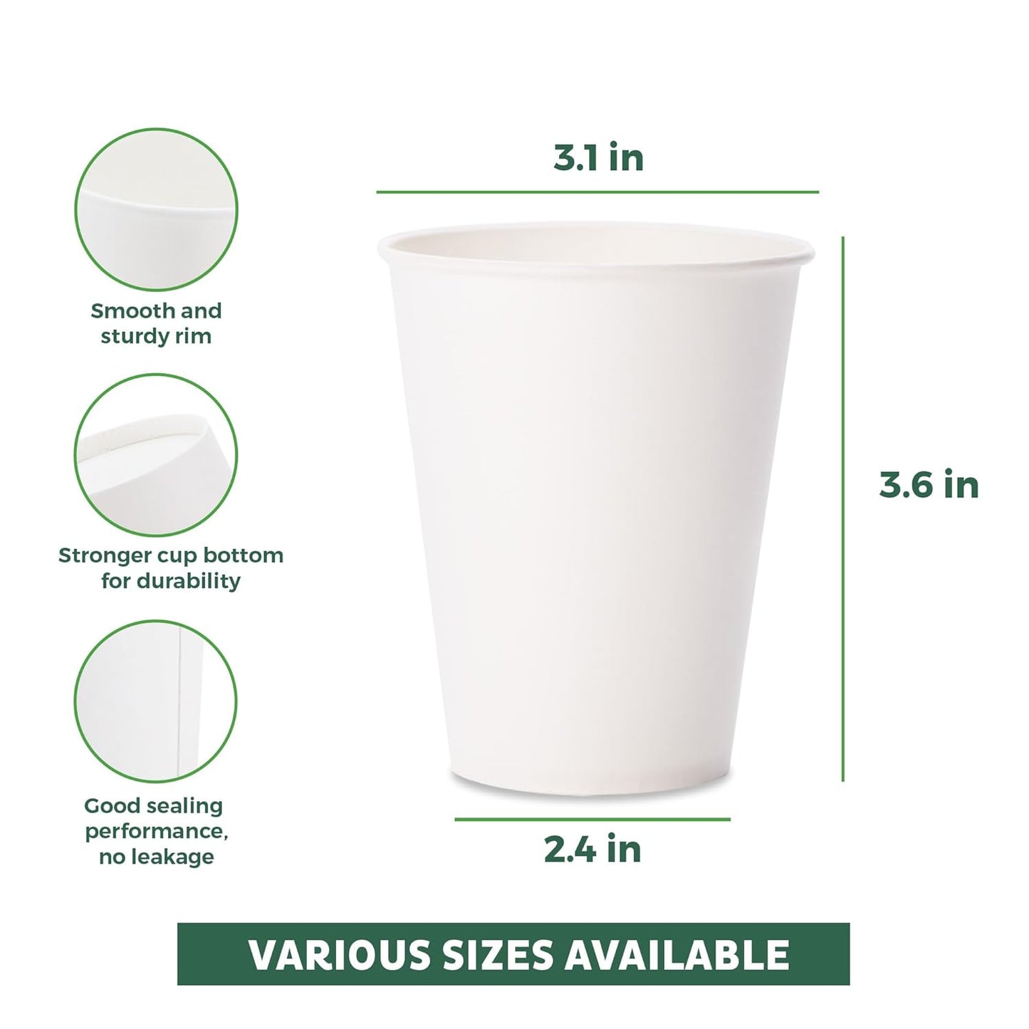 Freshware Coffee Cups 8 oz [1000 Pack] Disposable Paper Cups for Hot or Iced Coffee Cup, Slushie Cup, Milkshakes, Smoothies, and Tea