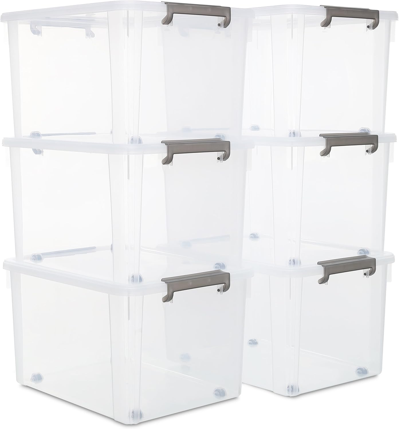 Citylife 6 Packs 58.1 QT Plastic Storage Bins with Lids Large Stackable Storage Containers for Organizing Clear Storage Box for Garage, Closet, Kitchen