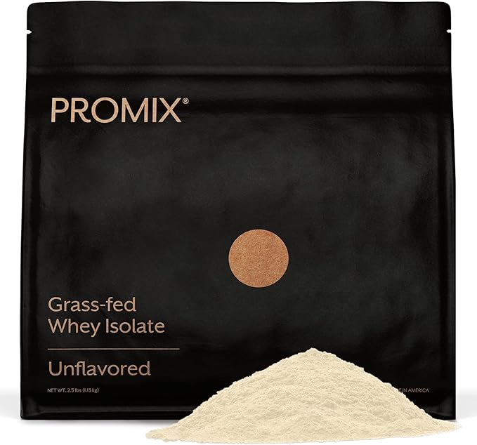 ProMix Nutrition Whey Protein Isolate Powder, 30g Grass Fed Whey Isolate, 6.6g BCAAs, Gluten Free, Keto Friendly, Unflavored - 2.5 Pound (Pack of 1)
