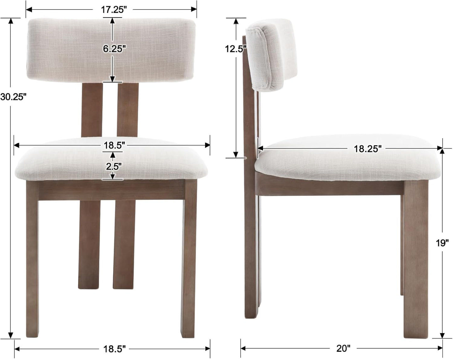 chairus Dining Chairs Set of 4 Linen Fabric Diner Chairs Farmhouse Wood Chairs for Kitchen and Dining Room, Beige