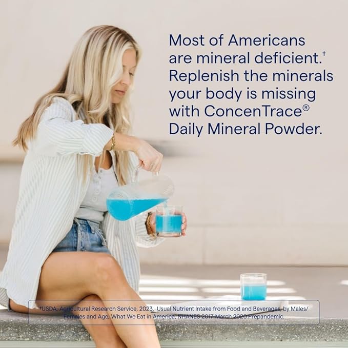 Trace Minerals ConcenTrace Daily Mineral Powder 60 Servings - 700mg of ConcenTrace per Serving (About 15 Drops) Full Spectrum for Whole Body Wellness- Blue Raspberry Flavor