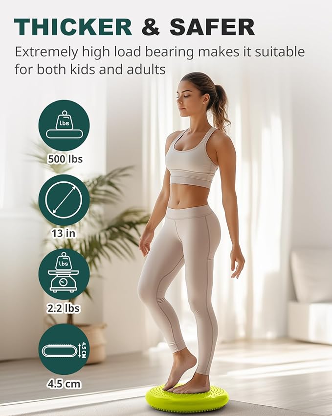 Trideer Wobble Cushion with Inflation Pump - Wiggle Seat for Sensory Kids(Multiple Colors), Balance Disc (Extra Thick)