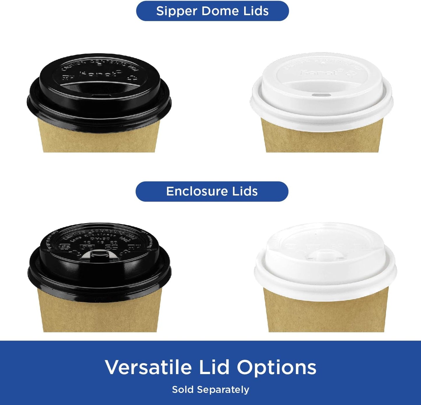 Karat 10oz Kraft Paper Coffee Cups [1,000 ct] Disposable, Leak-Resistant Double Poly-Lined Hot Cups | Ideal for Cafes & Offices, 90mm