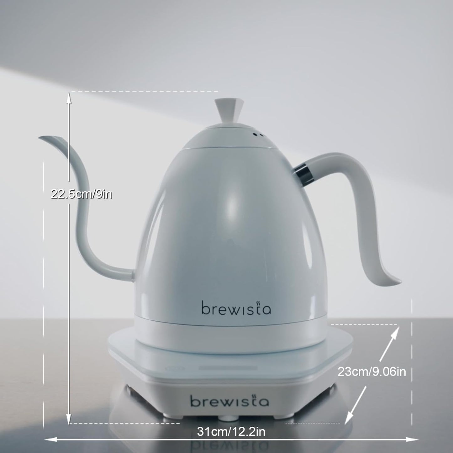 Brewista Artisan Electric Gooseneck Kettle, Water Boiler with LCD Panel, Precise Temperature Control, Fast Boiling and Keep Warm Settings for Pour-Over Coffee & Tea, Café, 1 Liter (All White)