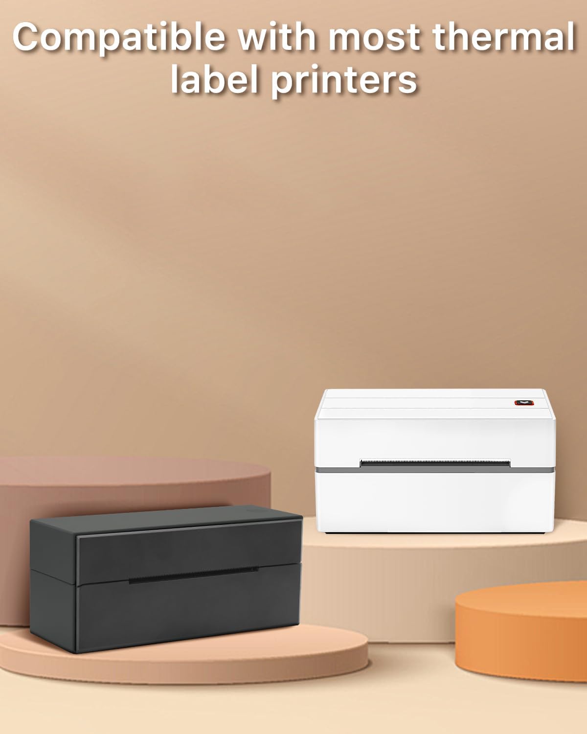 iEager White Square Thermal Label Stickers, 3" x 3" Self-Adhesive Square Direct Thermal Labels with Perforation Line, 500 Sheets/Roll