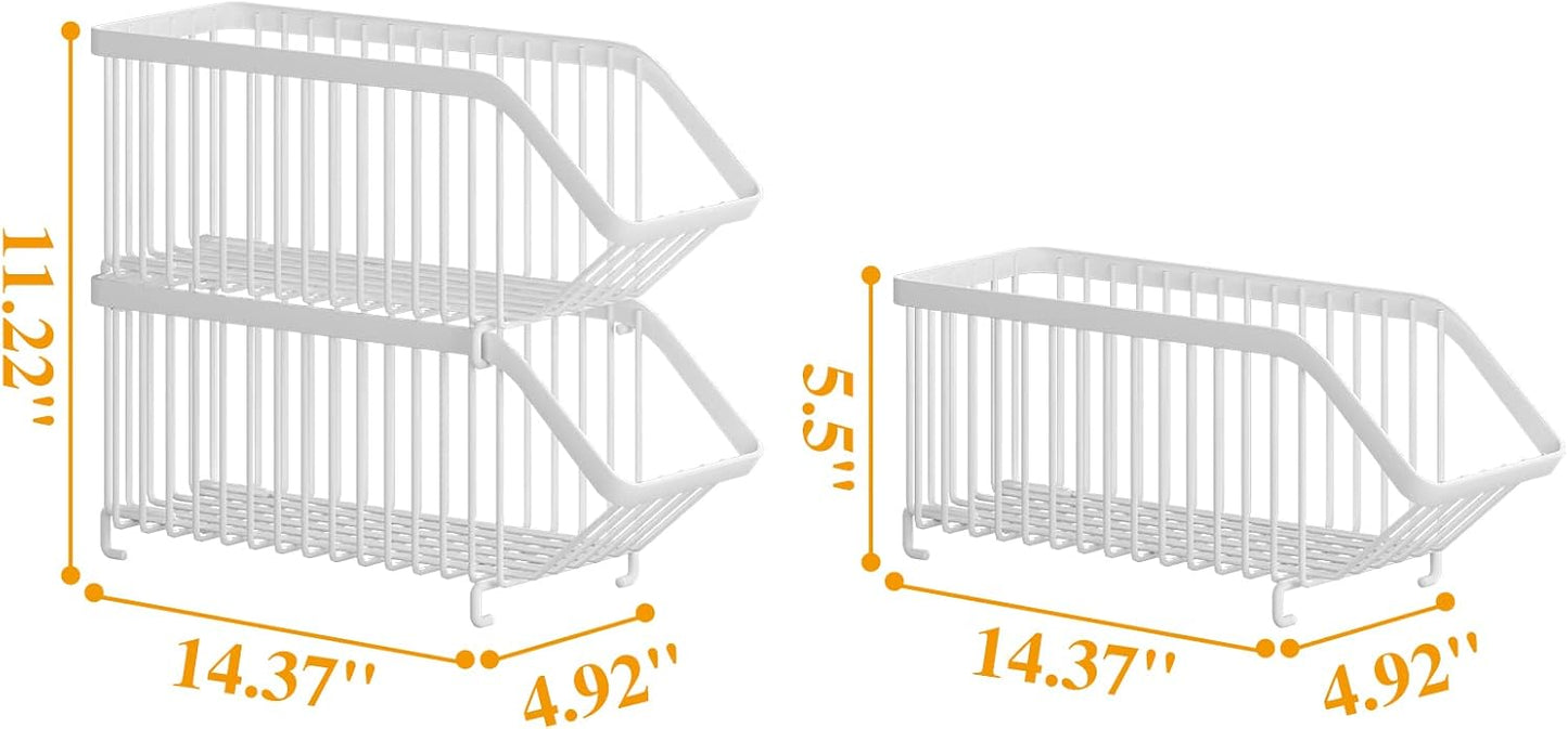 GILLAS 6 Pack Stackable Soda Can Organizer for Refrigerator, Can Holder Dispenser, Canned Food Storage Rack for Fridge, Kitchen, Countertops, Cabinets, White