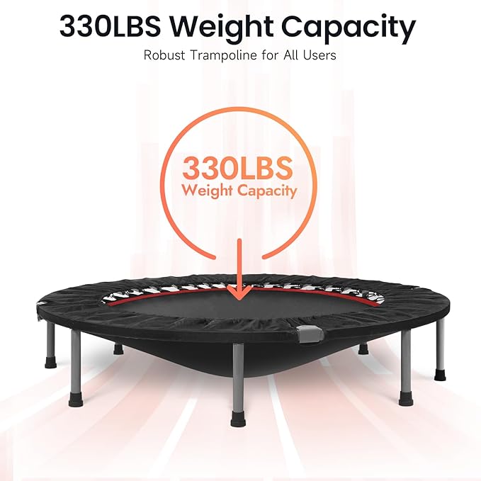 BCAN 38"/40''/48'' Foldable Mini Trampoline Fitness Trampoline with Safety Pad,Rebounder Exercise Trampoline for Adults Indoor/Garden Workout,Max Load 300lbs/440lbs