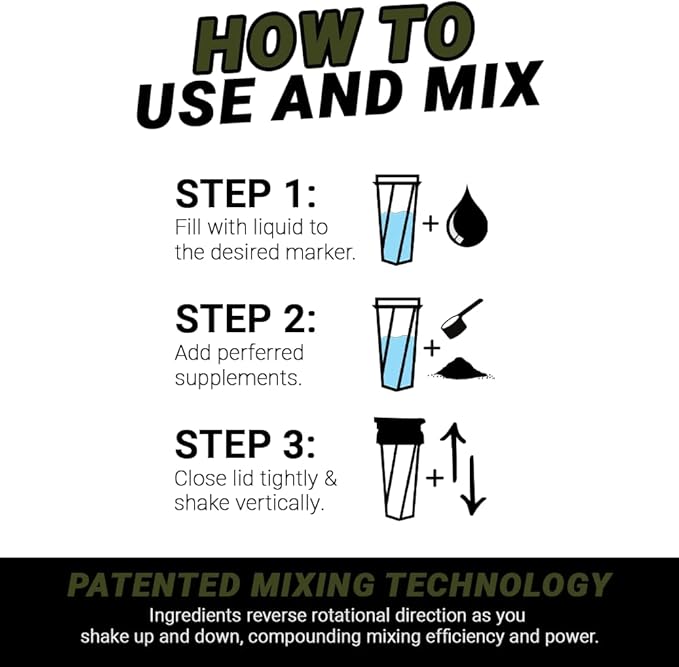 HELIMIX 1.5 Vortex Blender Shaker Bottle Holds Upto 20oz | No Blending Ball or Whisk | USA Made | Portable Pre Workout Whey Protein Drink Shaker Cup | Mixes Cocktails Smoothies Shakes | Top Rack Safe