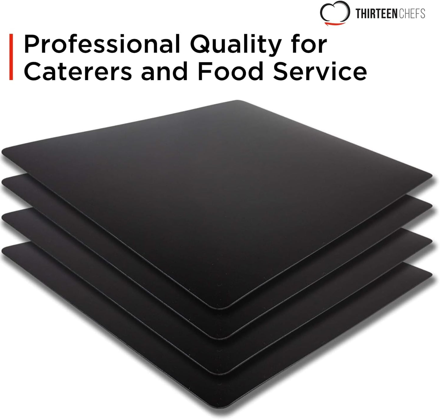 Commercial Grade Cutting Board Mats 15 x 12 Inch - 4 Pack Set, Flexible 1/16" Inch Thick Black Plastic, Made from HDPE and NSF Approved for Food Service