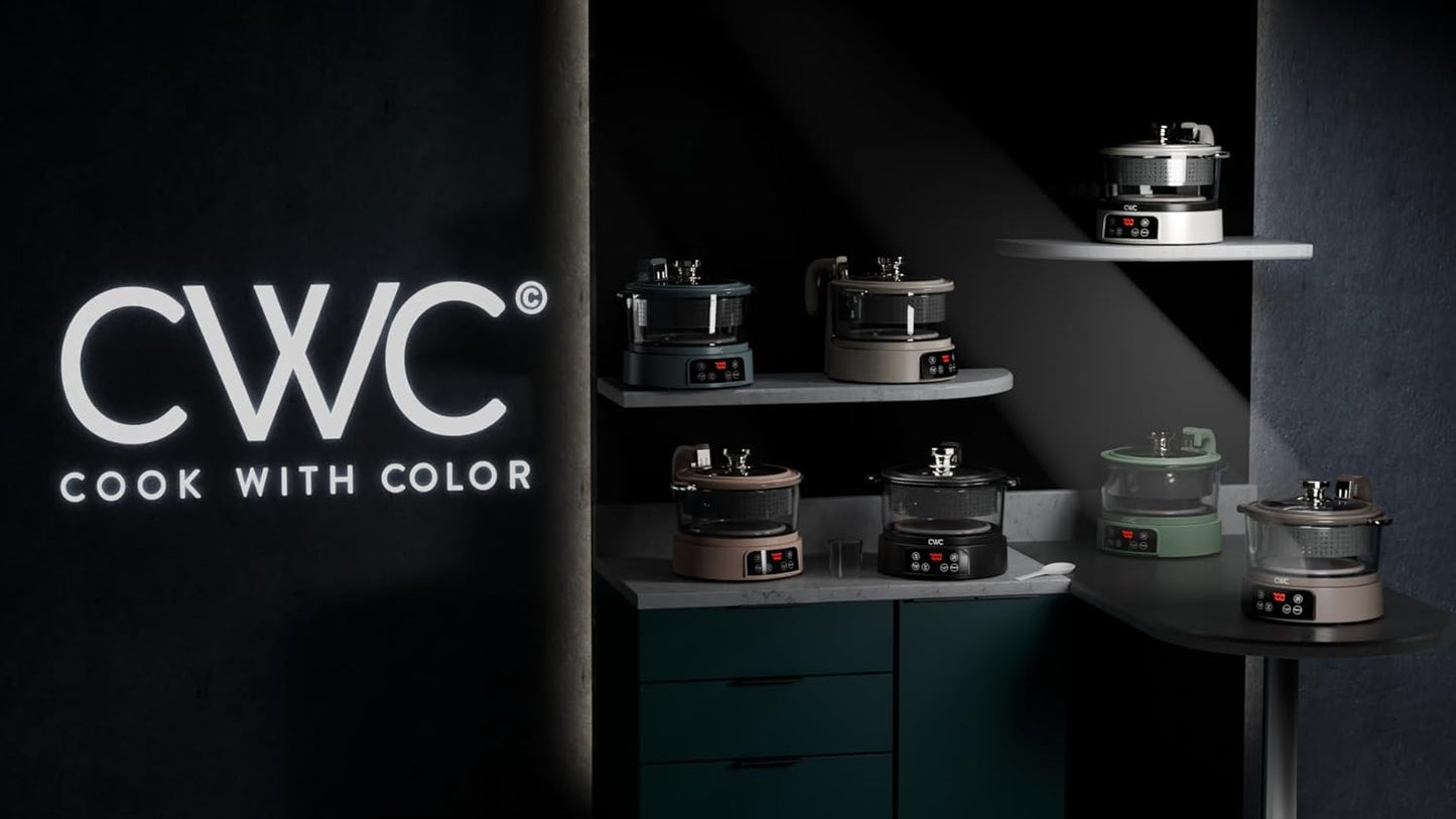 COOK WITH COLOR 3L Glass Low Carb Rice Cooker - Makes 6 Cups Cooked Low Sugar Rice with Auto Lift Filter Basket, Hotpot & Steamer for Rice, Grains and Oats, Digital Panel with Keep Warm, Sand