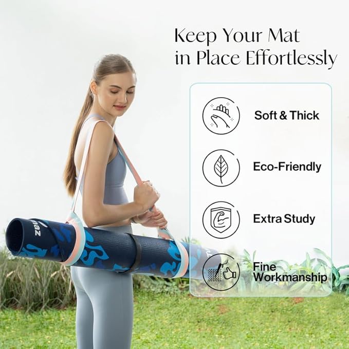 Tumaz Yoga Mat Strap [MAT NOT Included] (2 Sizes) with Extra Thick & Comfy Delicate Texture, Adjustable Yoga Mat Carrier