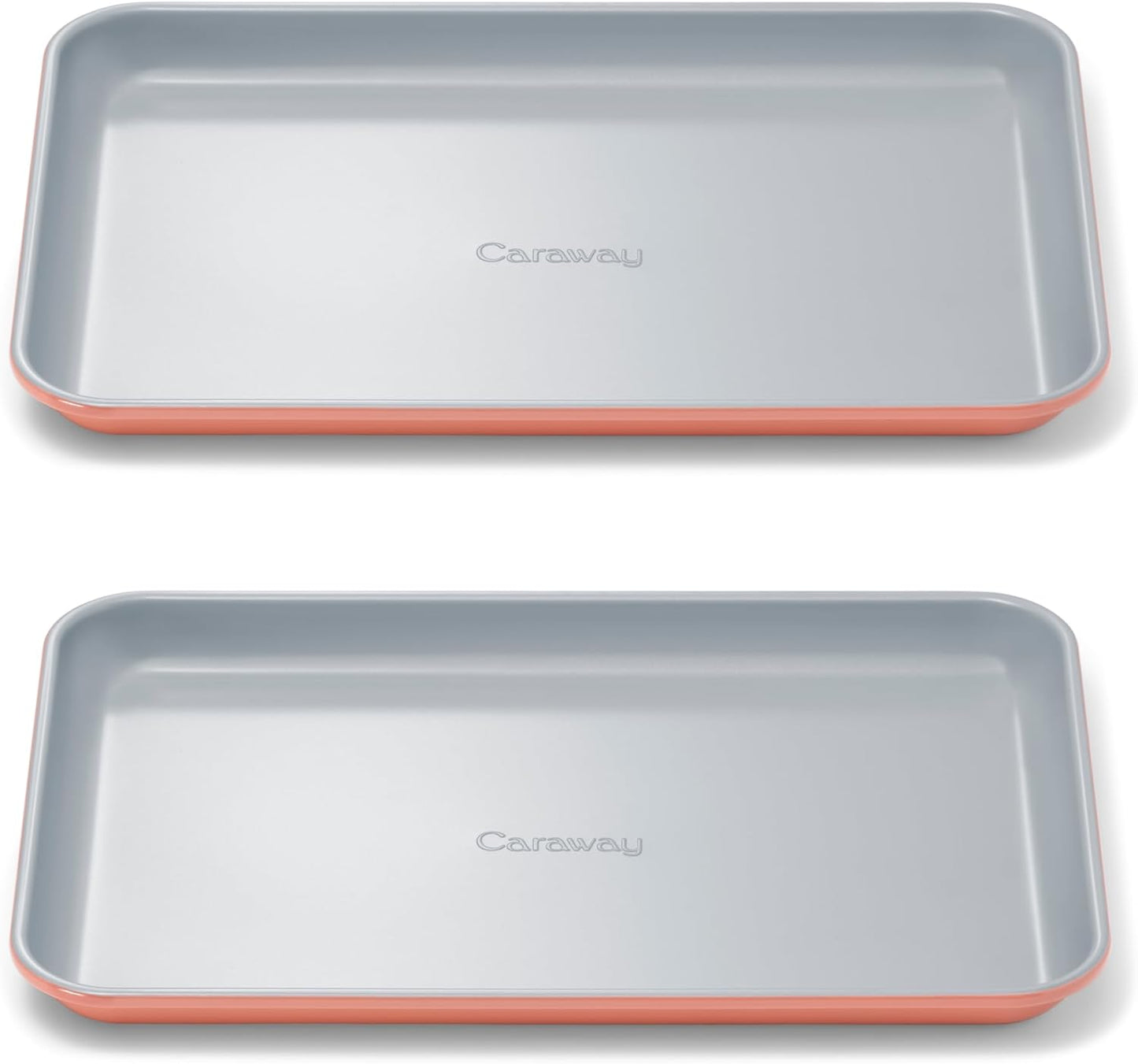 Caraway Nonstick Ceramic Small Baking Sheet Duo (9x13”) – Non-Toxic, PTFE & PFOA Free – Oven Safe – Aluminized Steel Core – Mini Sheet Pan for Baking, Roasting & More - Perracotta
