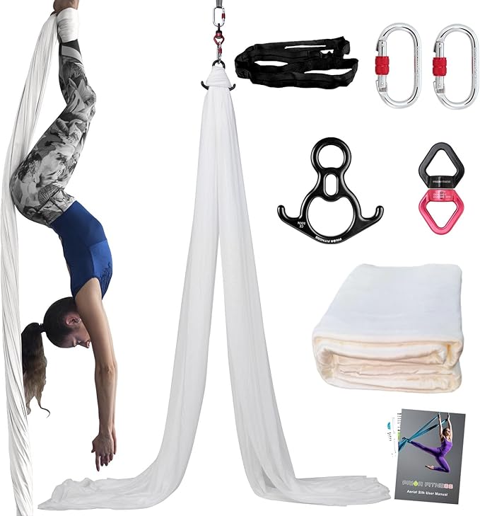 PRIOR FITNESS Aerial Silks Kit Colorful 9/15/20 Yards 40D Nylon Fabric Hammock Set With Hardware & Guide for All Levels Of Aerial Yoga Practice and Acrobatic Flying For Adults Aerial silk
