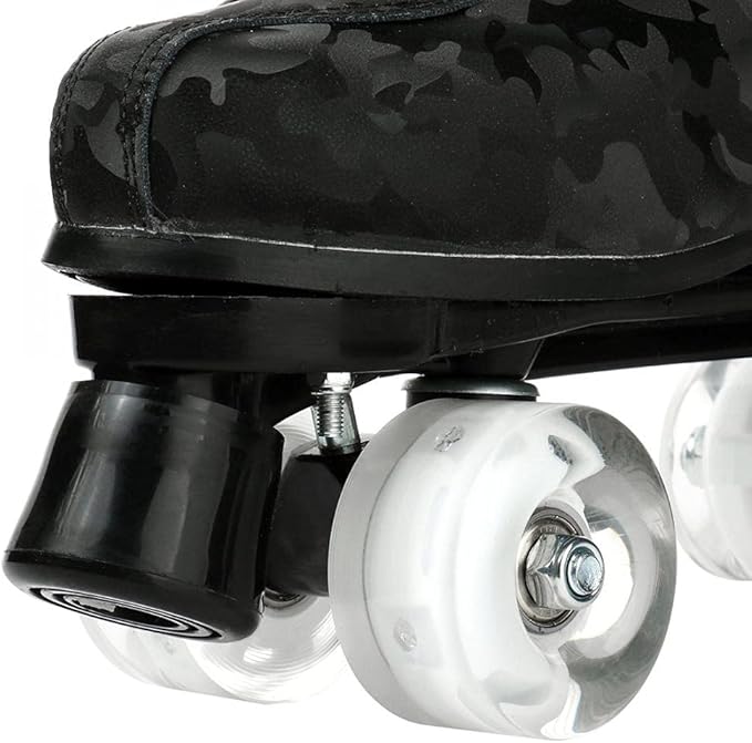 Roller Skates for Women and Men Cowhide High-Top Shoes Classic Double-Row Roller Skate Four-Wheel Roller Skates for Men Girls Unisex Christmas