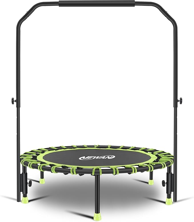 Newan 40" Silent Mini Trampoline with Adjustable Handle Bar Fitness Trampoline Bungee Rebounder Jumping Cardio Trainer Workout for Adults - Max Limit 330 lbs
