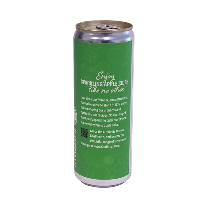 Kauffman Orchards Sparkling Apple Cider, 12 oz. Can (Pack of 12)