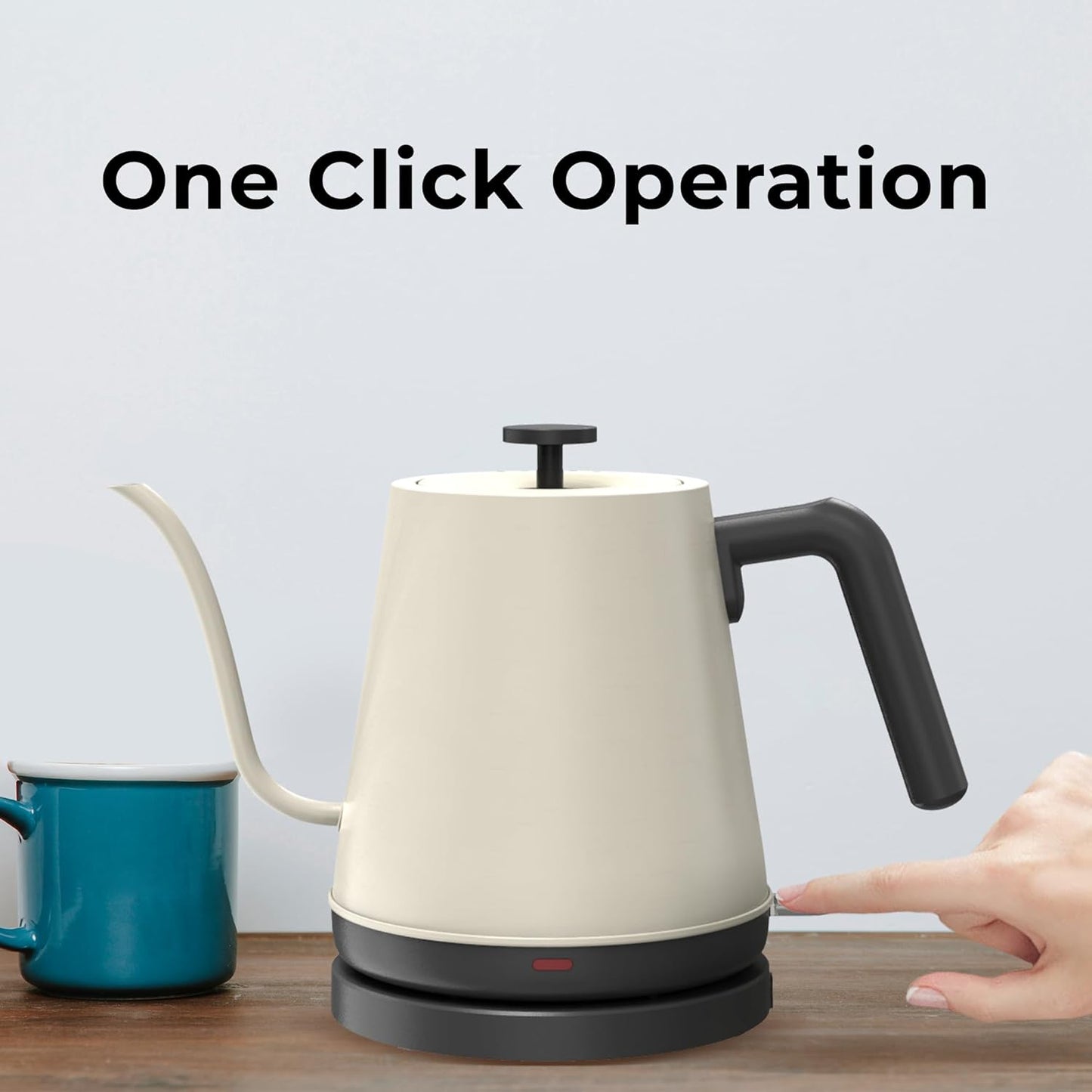 KLEAH Gooseneck Electric Kettle - 0.8L Automatic Shut Off Tea & Coffee Kettle, Hot Water Boiler Pour Over Coffee Kettle, 1200W Quick Heating Keep Warm, Bone White