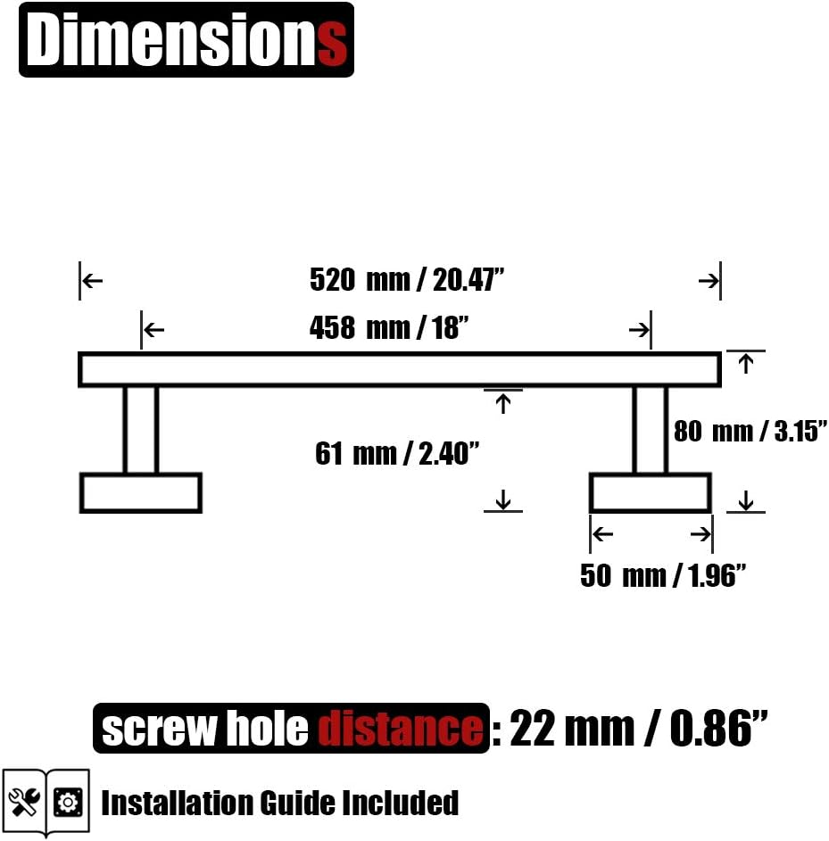 JQK Black Towel Bar, 20.5 Inch 304 Stainless Steel Thicken 0.8mm Towel Rack Bathroom, Towel Holder Matte Black Wall Mount, Useable Length 18 Inch 2 Pack, TB110L18-PB-P2