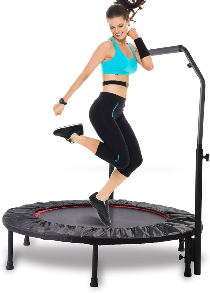 Rebounder Trampoline for Adults, 40"/50" Foldable Spring Fitness Trampoline - 450 lbs Capacity, Quiet & Stable Indoor/Outdoor Exercise Equipment for Cardio Workout