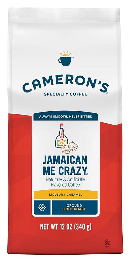 Cameron's Coffee Roasted Ground Coffee Bag, Flavored, Jamaican Me Crazy, 12 Ounce, Pack of 6 - NEW