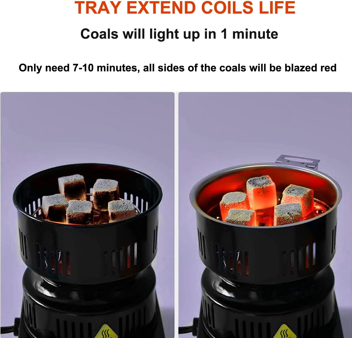 Coal Burner, Charcoal Starter Multipurpose Coal Burner Faster Electric Stove With Mini Pan,Detachable Handle,Stainless Steel Grill & Rack for Cubes