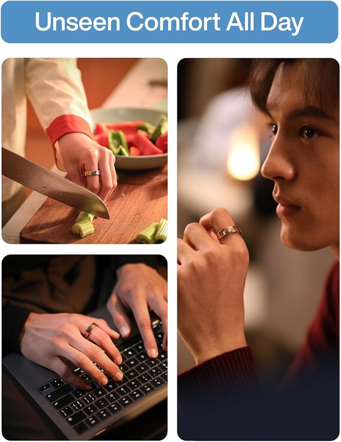 RingConn Gen 2 Air, Ultra-Thin AI Smart Ring, 10-Day Battery Life, Fitness/Sleep/Stress/HR Tracker for Women&Men, No App Fee for Standard Features, iOS & Android Compatible (Size 10, Dune Gold)