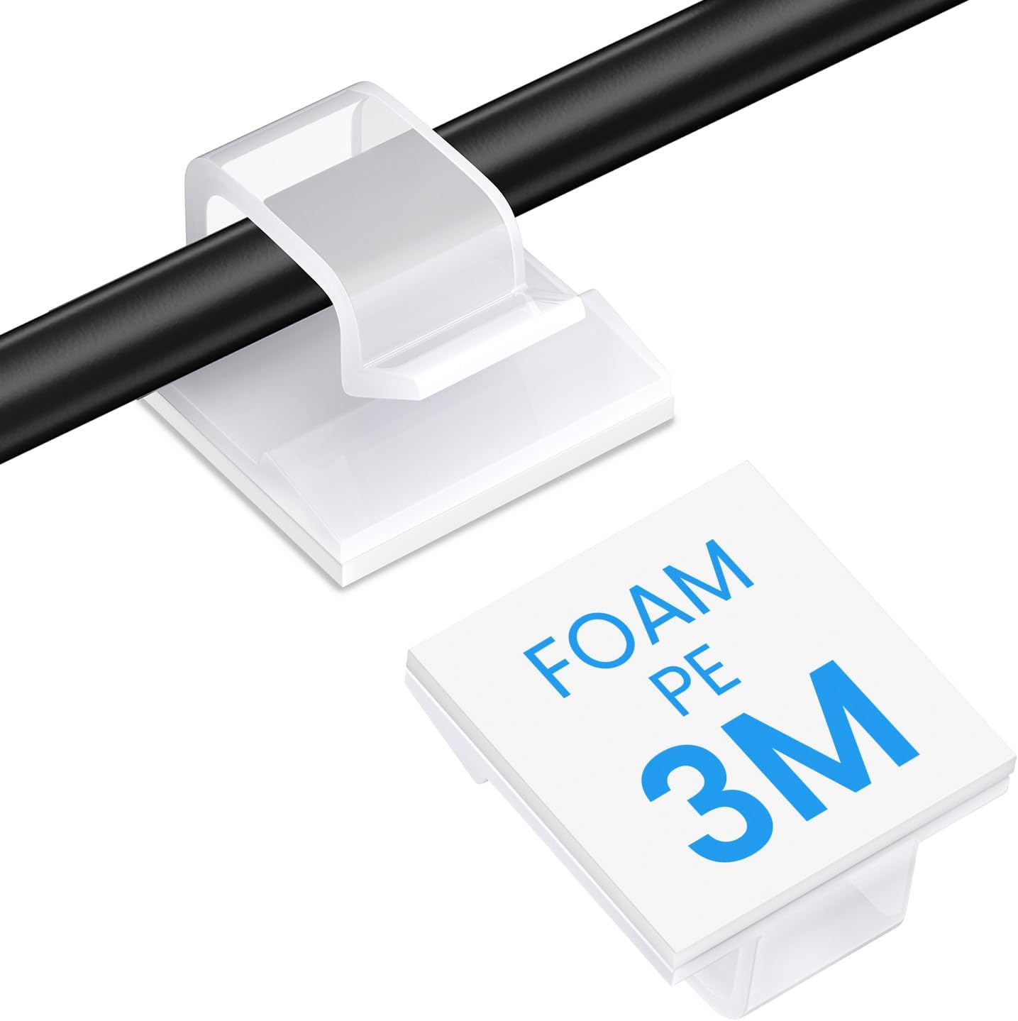 30 Pcs Adhesive Cable Clips for Cord Management Under Desk Nightstand Phone PC Charger Plug Speaker TV Cord Holder Keeper Hook Wall Wire Organizer Car Dash Cam Ethernet Christmas Light (Clear, Small)