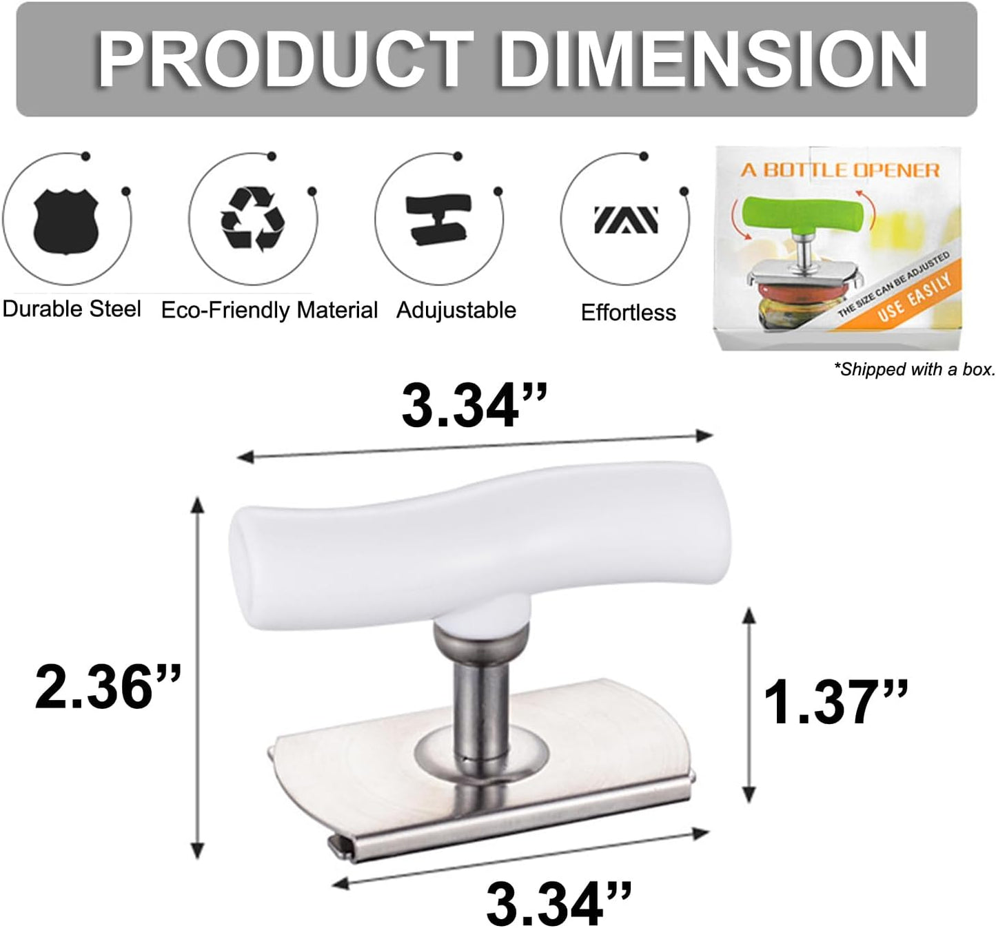 Jar Opener for Weak Hands, Adjustable Effortless Arthritis Twist Lid Can Bottle Opener Kitchen Accessories for Seniors, Stainless Steel