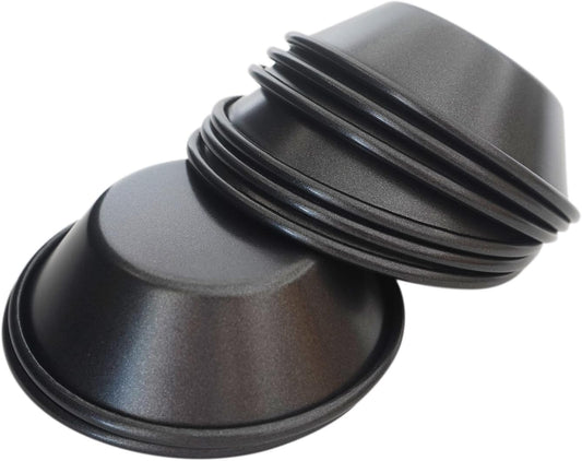 3 Inch Tart Pan, Carbon Steel Pastel De Nata Tins, Nonstick Egg Tart Molds, Mini Round Quiche and Pie Pan for Tartlet, Cupcake, Pudding, Muffin Baking - 8Pcs, Black