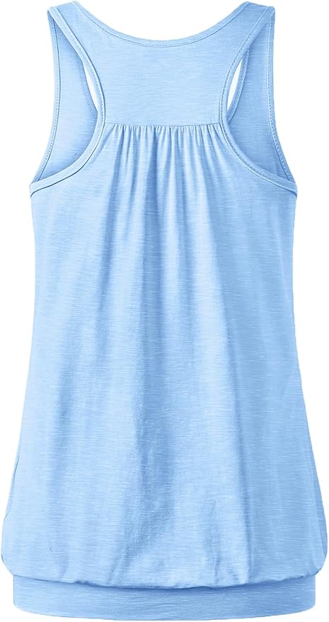 Miusey Womens Sleeveless Round Neck Loose Fit Racerback Yoga Tank Top