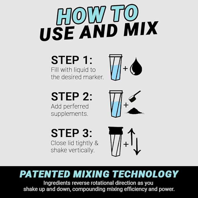 HELIMIX 1.5 Vortex Blender Shaker Bottle Holds Upto 20oz | No Blending Ball or Whisk | USA Made | Portable Pre Workout Whey Protein Drink Shaker Cup | Mixes Cocktails Smoothies Shakes | Top Rack Safe