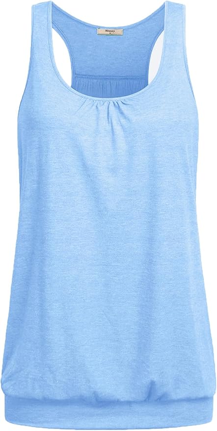 Miusey Womens Sleeveless Round Neck Loose Fit Racerback Yoga Tank Top