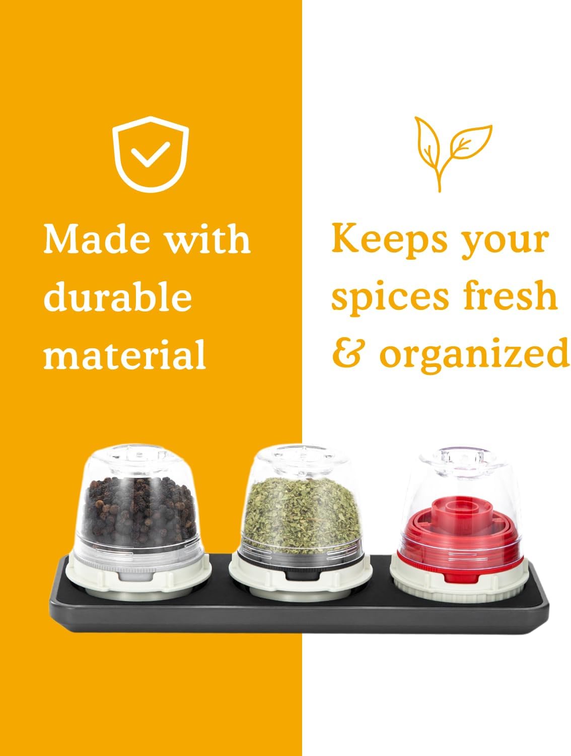 FinaMill Salt and Pepper Mill Tray, Stackable FinaPod Storage, Stylish Kitchen Accessories for Spice Grinder, Gift-Ready - Slate Trio Stackable Tray