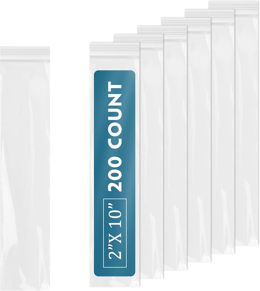 iMailer - 200 Pcs - 2" x 10" Incense Bags-Resealable Zip Bags for Snack, Necklaces, Jewelry, Packaging & Shipping