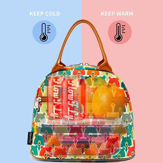 FlowFly Insulated Lunch Cooler Bag - Tote Bag Organizer for Women/Men, Bear