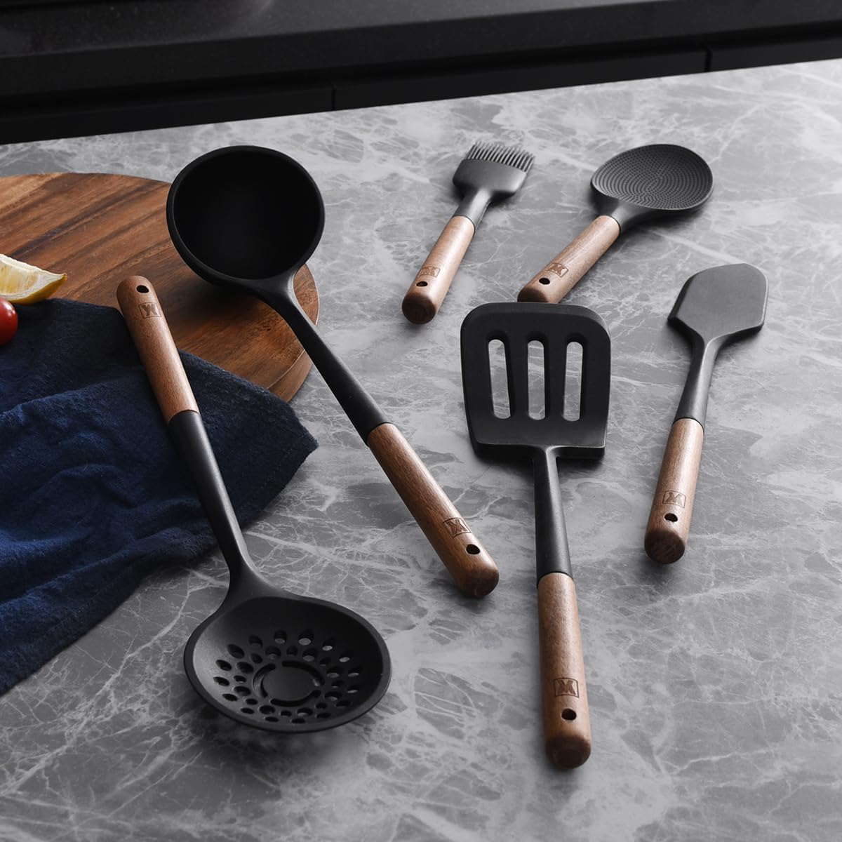 Silicone Rice Paddle with Wooden Handles: Non-Stick Rice Spoon, Mashed Potato Serving Spoon, Heat Resistant Cookware, Protects Surfaces with Gentle Head Design