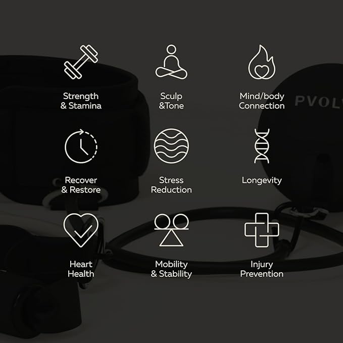 Pvolve P.3 Trainer- Home Gym Fitness Equipment Resistance Band with Ankle Strap and Weight System